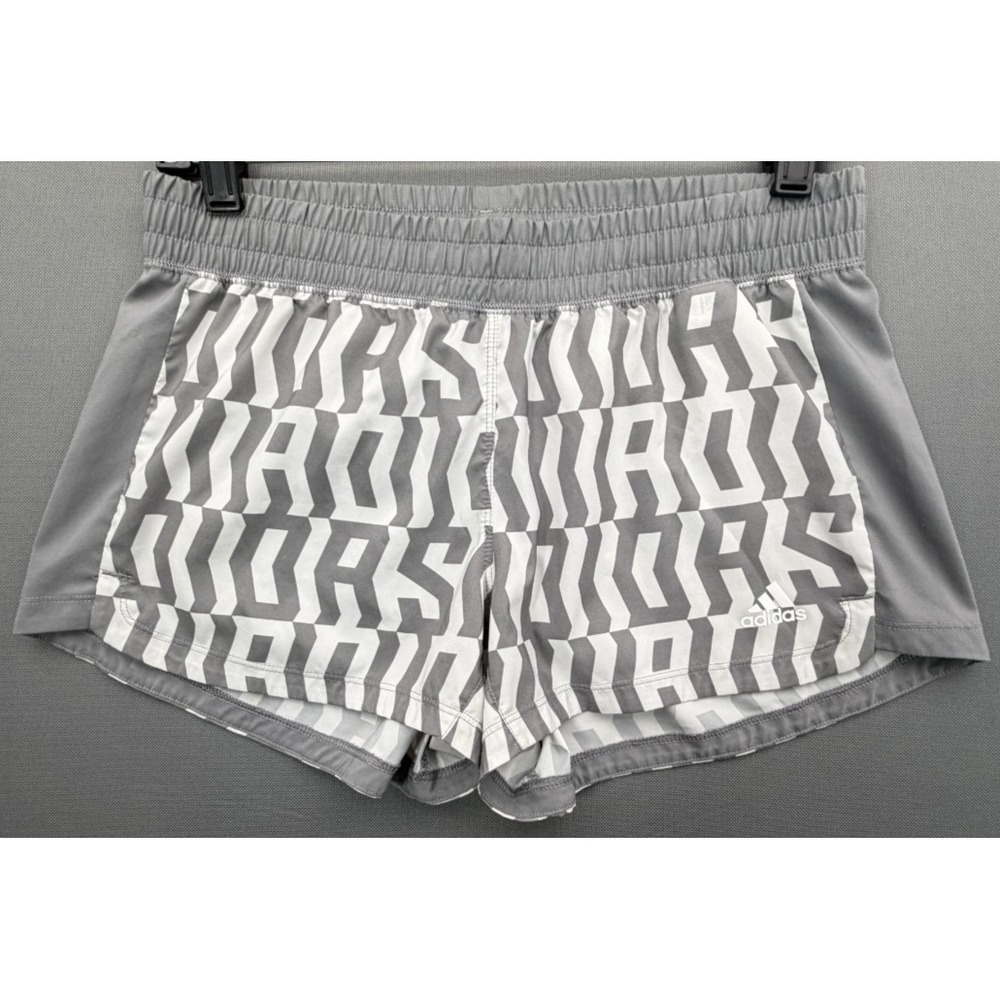 Adidas Aeroready Graphic Running Shorts Grey White Warriors GJ3215 Women's Small